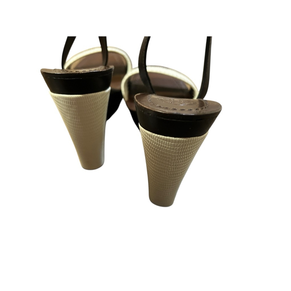 Tory Burch Brown & Ivory Platform Sandals Size 9.5 - Picture 7 of 10